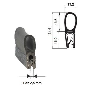 Profil keder priamy PIRELI-U PVC/EPDM 78°Sh/60°Sh 19.2269